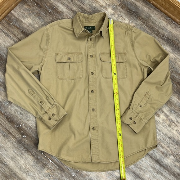 Eddie Bauer Mens Long Sleeve Shirt Large Khaki Button Up Hunting Outdoors Hiking - Picture 7 of 12